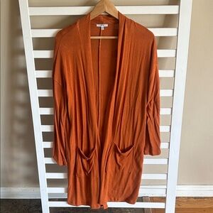IRIS Open Front Lightweight Cardigan - Burnt Orange Size Small